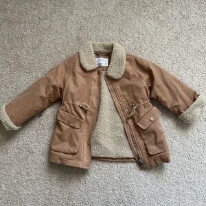 Zara 18-24m Kids Brown Sherpa-Lined Puffer Jacket